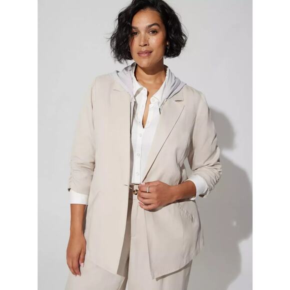 Torrid Studio Linen Blazer Chateau Gray Size 2X NWT - Picture 1 of 13